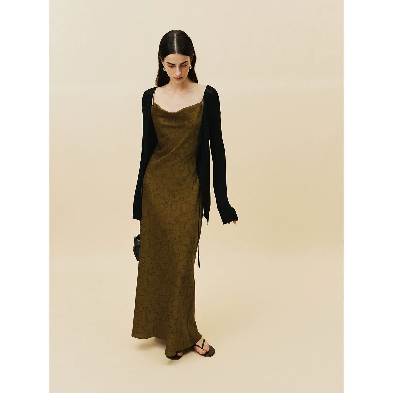 Gilded Jacquard Slip Dress - Image 2