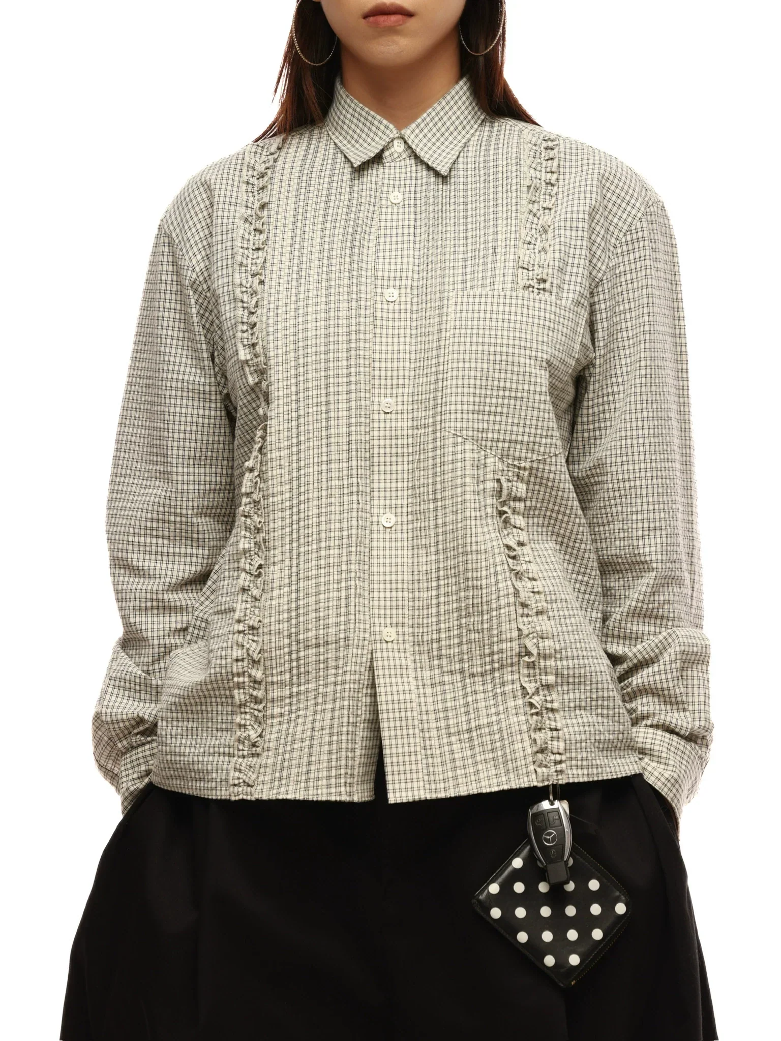 Gingham Pleat-Front Cotton Shirt - Image 3