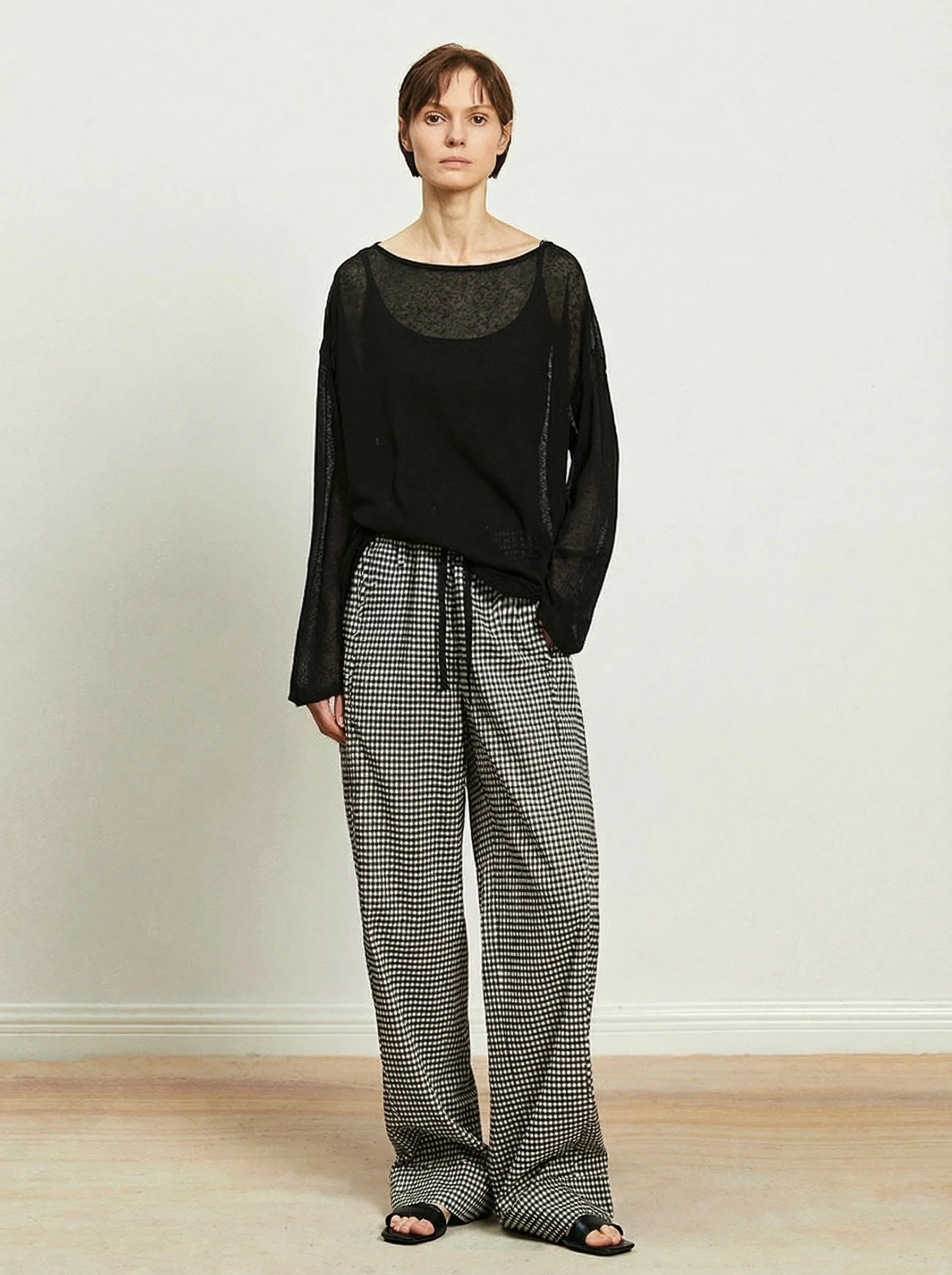 Gingham Wide-Leg Pants - Image 4
