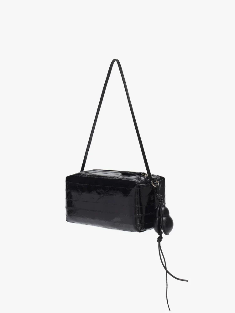 Glossy Crocodile Leather Box Shoulder Bag - Image 2