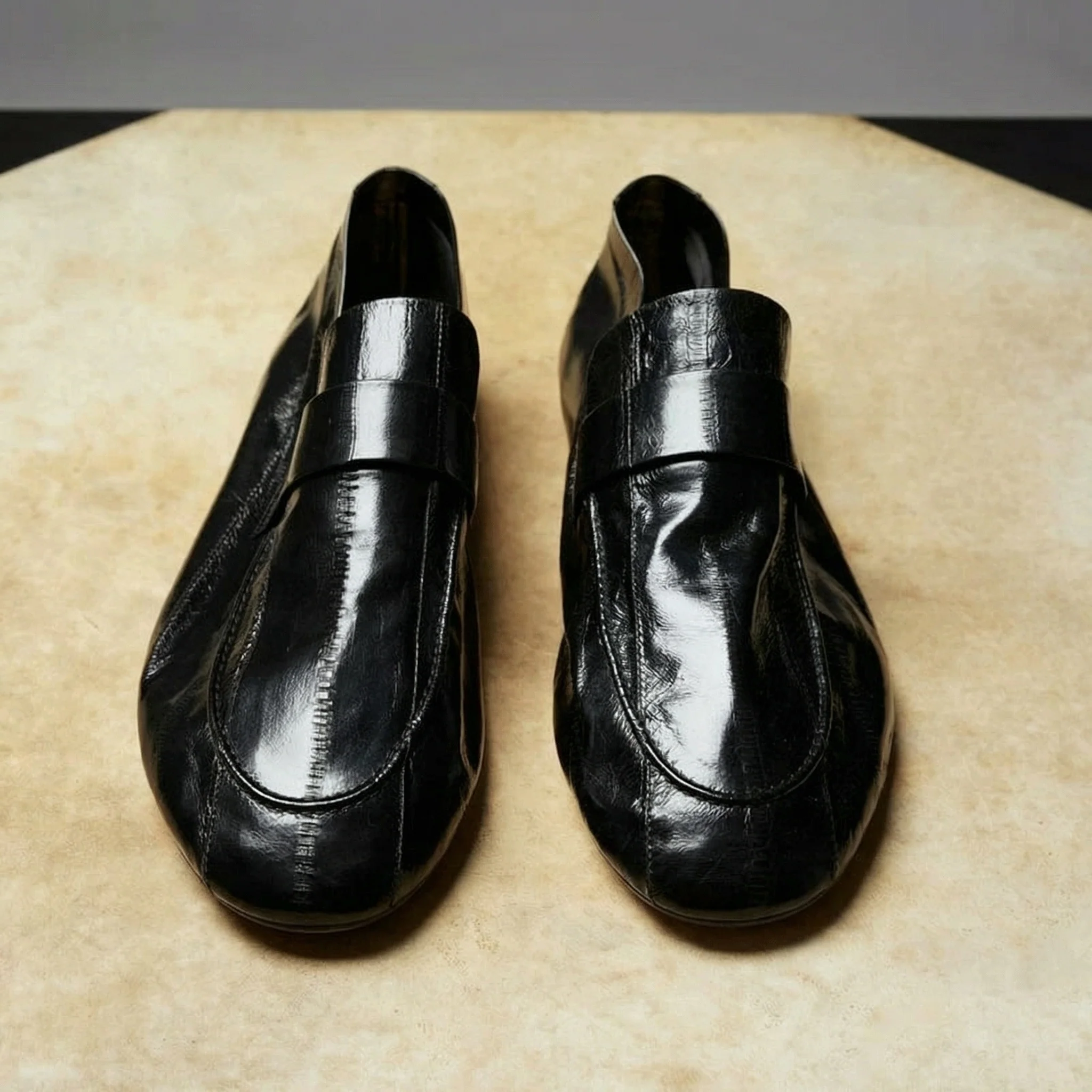 Glossy Crocodile Leather Penny Loafers - Image 6
