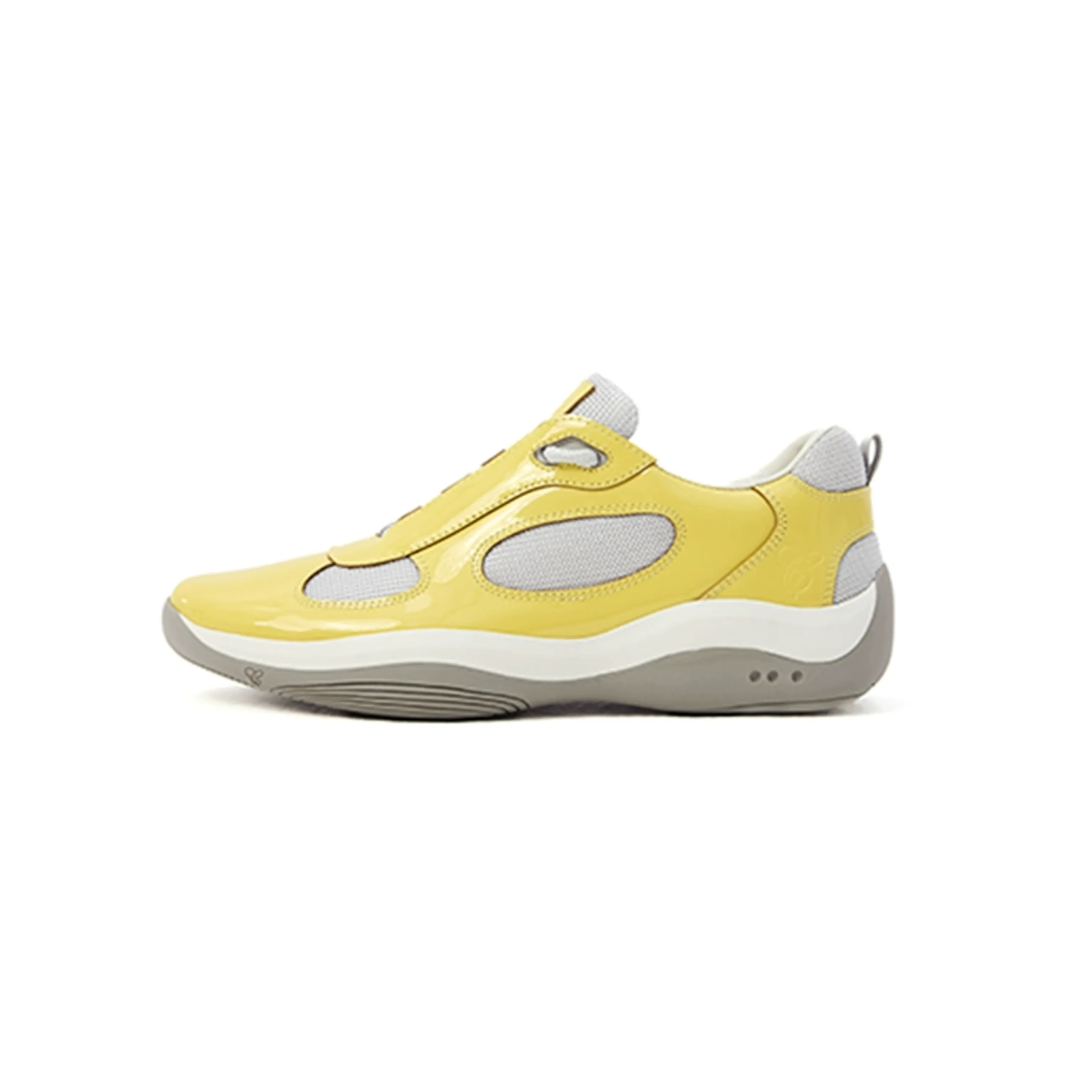 Glossy Leather Mesh Low-Top Sneakers - Image 6