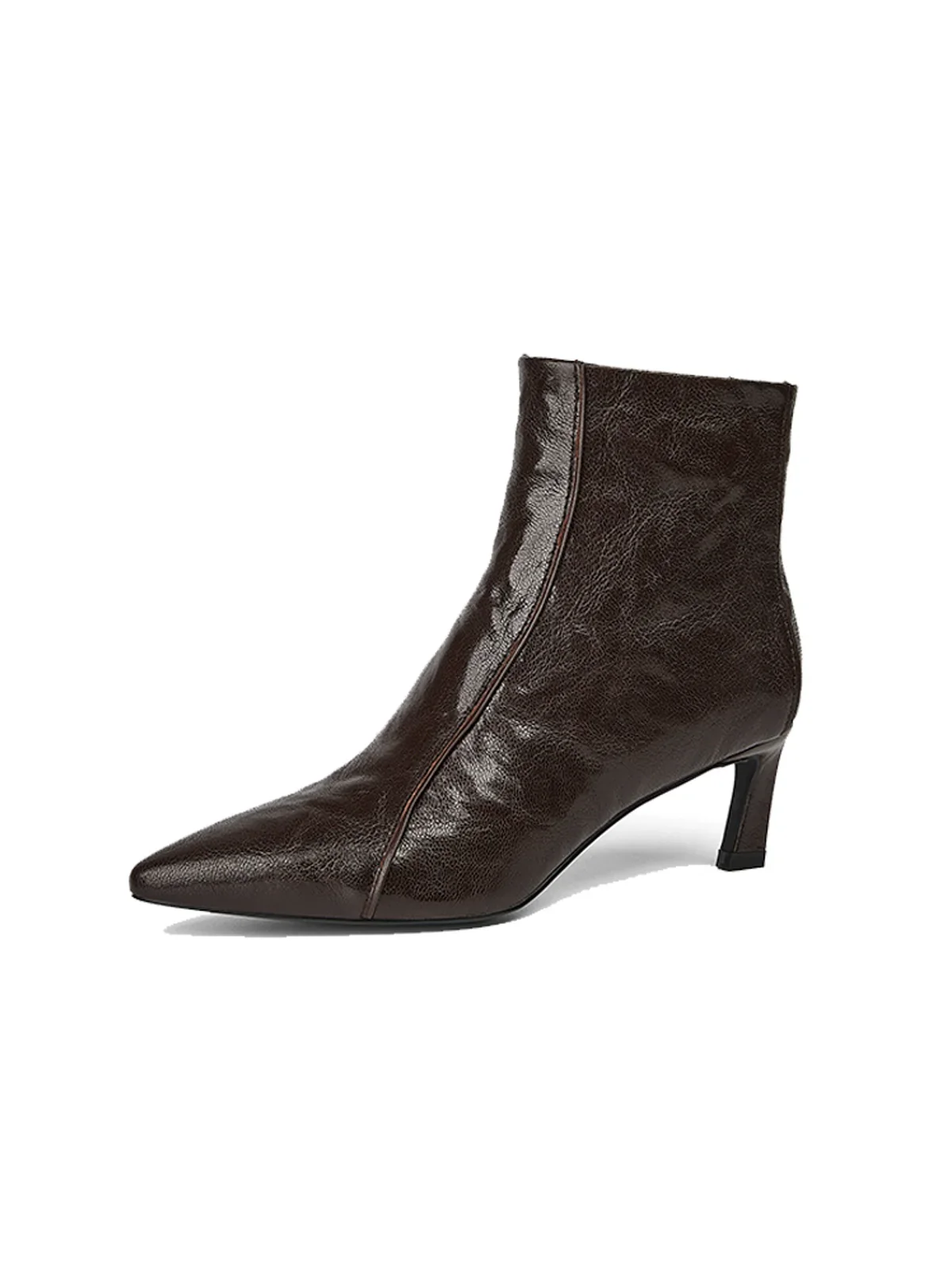 Glossy Pointed-Toe Leather Ankle Boots - Image 2