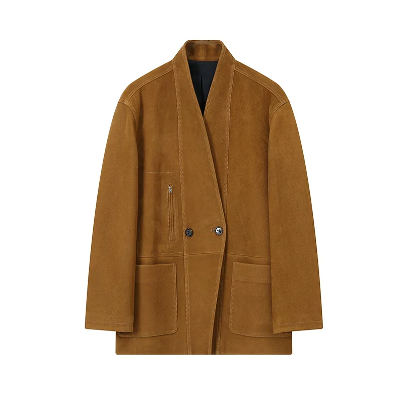 Goat Suede Stand Collar Jacket - Image 2