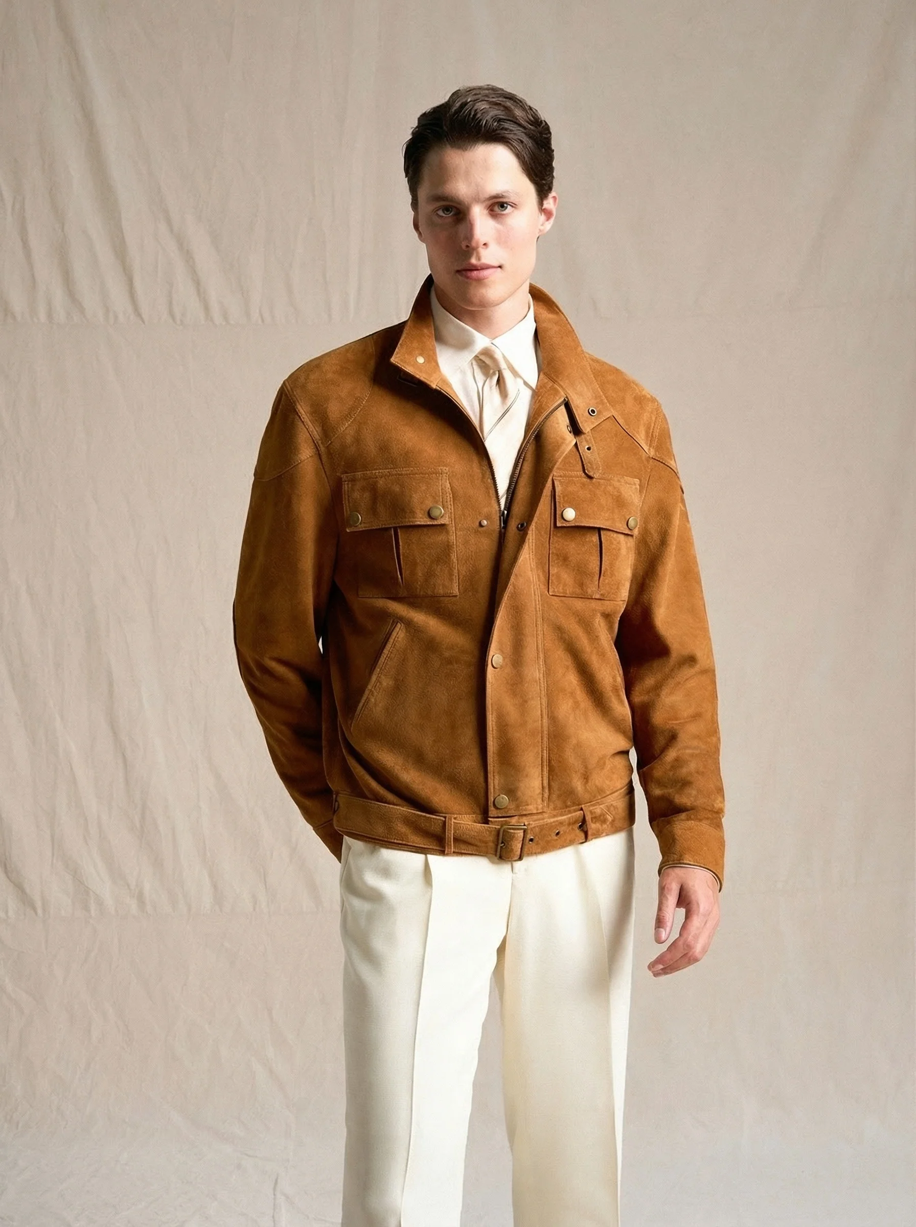 Goatskin Suede Biker Jacket