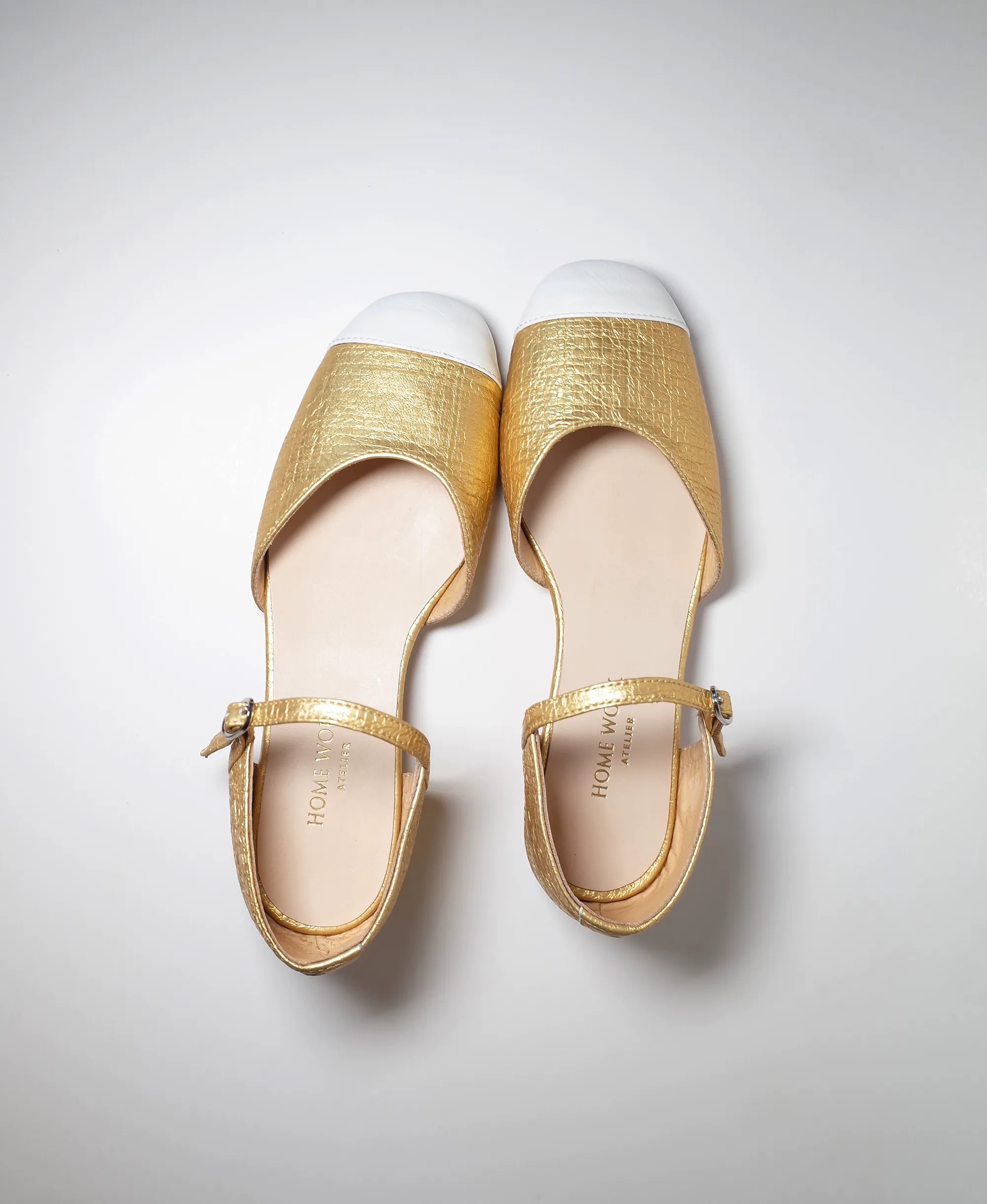Gold Double Strap Mary Jane Shoes - Image 6