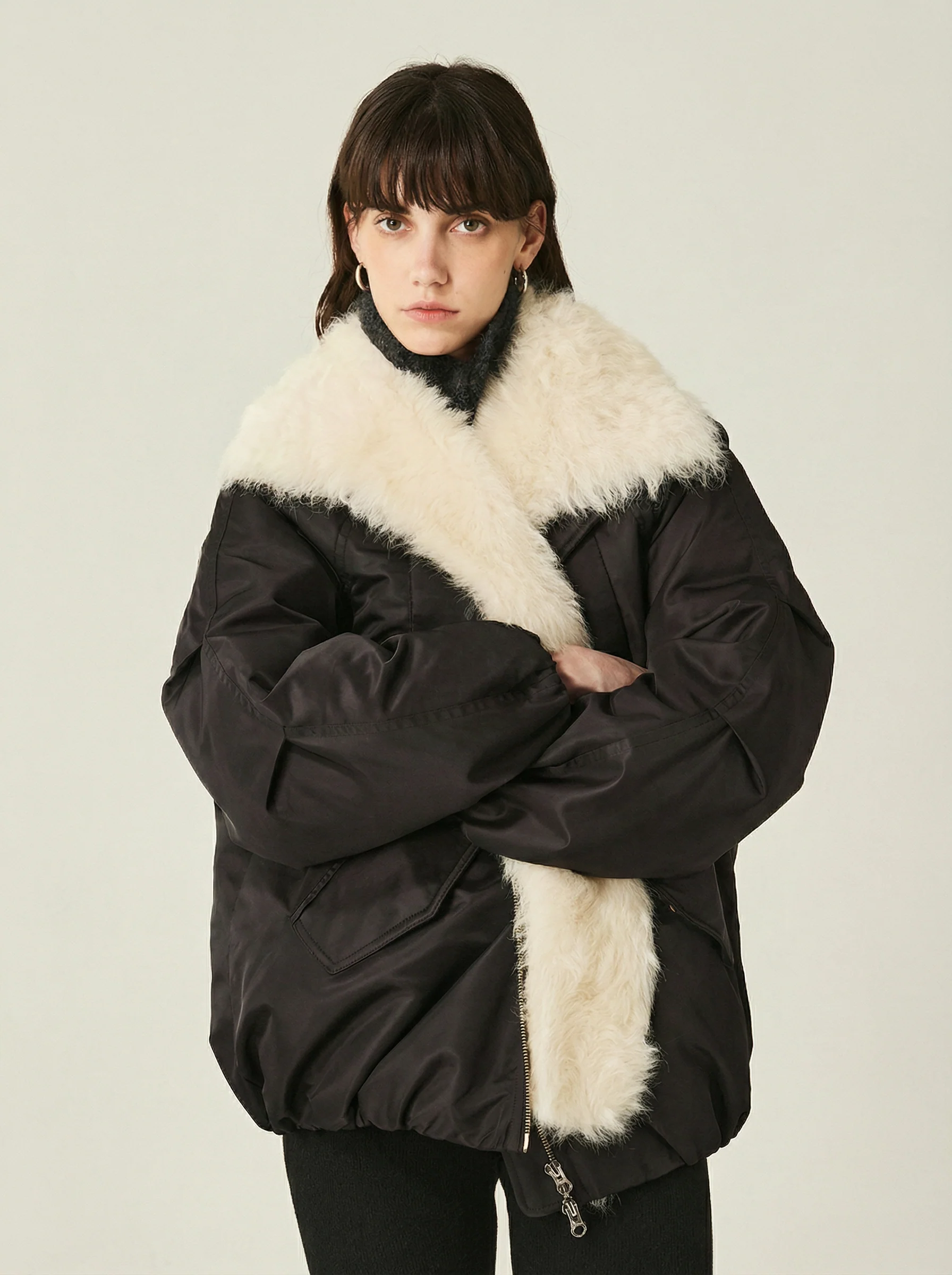 Goose Down Parka with Detachable Toscana Shearling Collar - Image 4