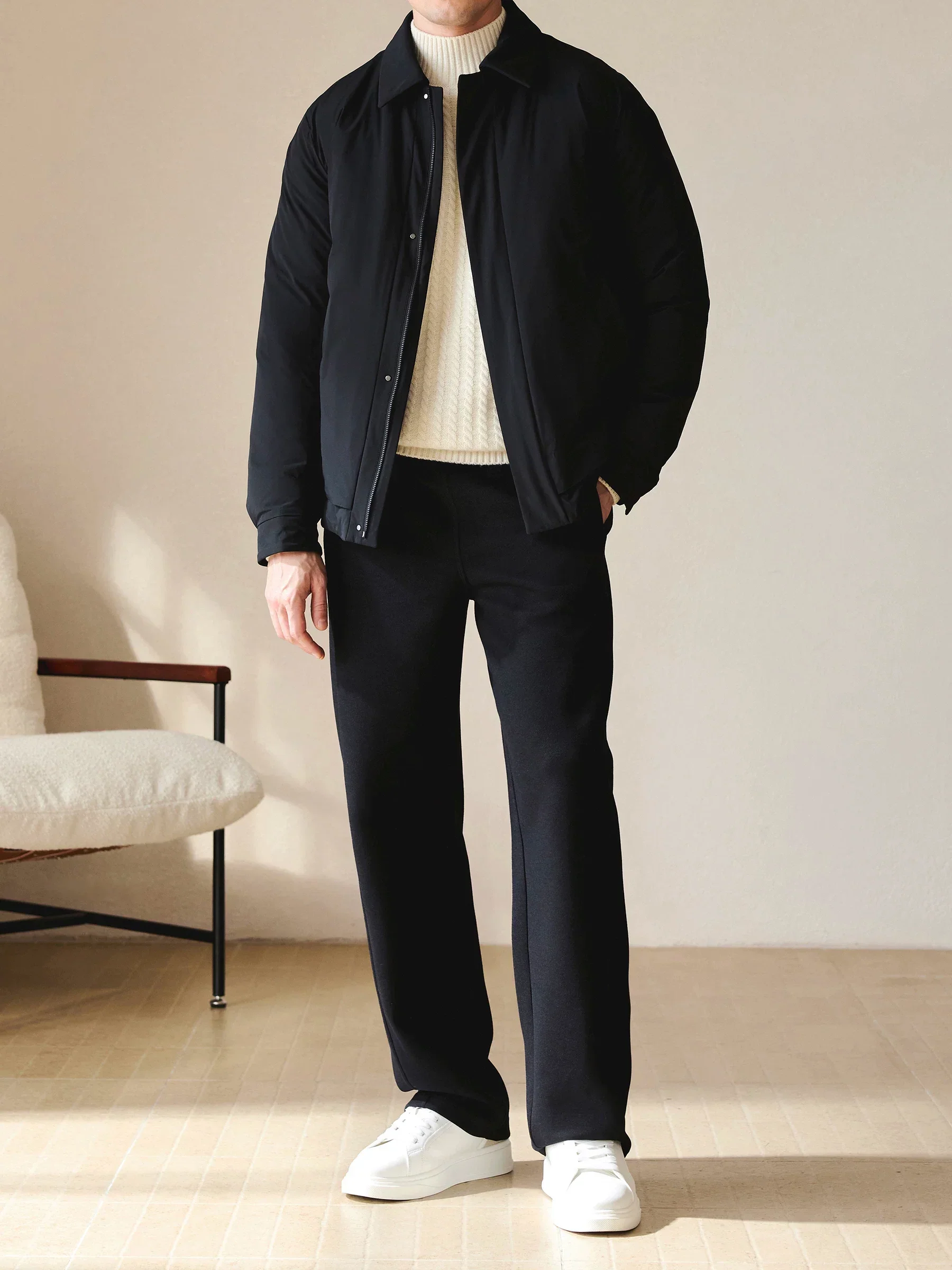 Goose Down Point-Collar Jacket