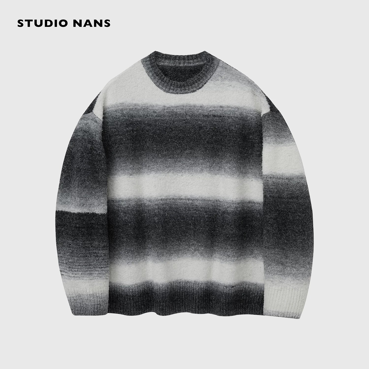 Gradient Stripe Fuzzy Crewneck Sweater - Image 6