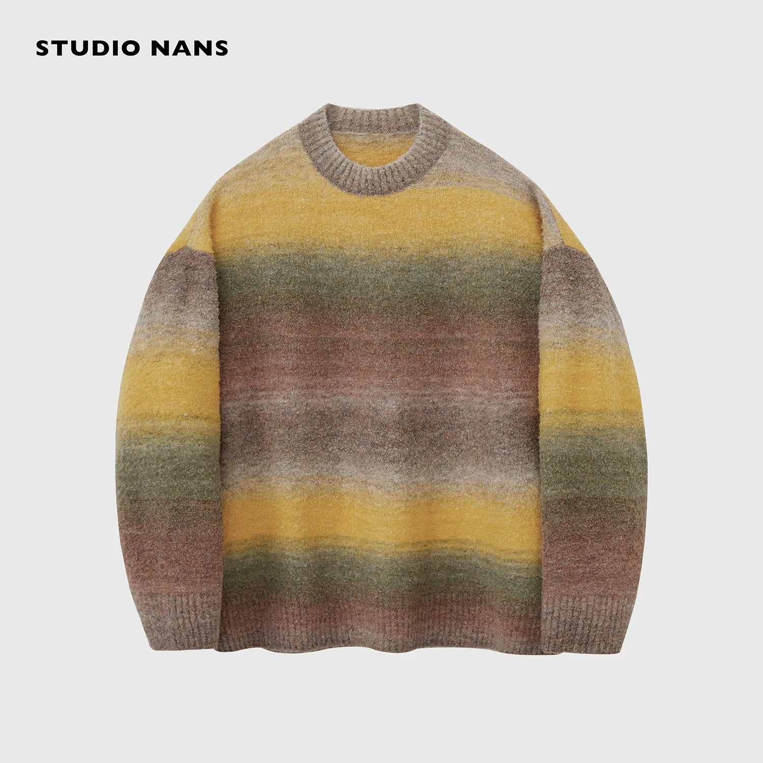 Gradient Stripe Fuzzy Crewneck Sweater - Image 8
