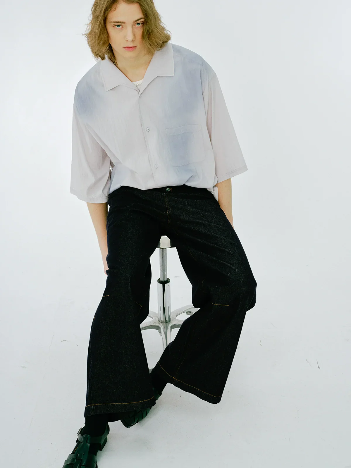 Gradient Tie-Dye Cuban Collar Shirt - Image 4