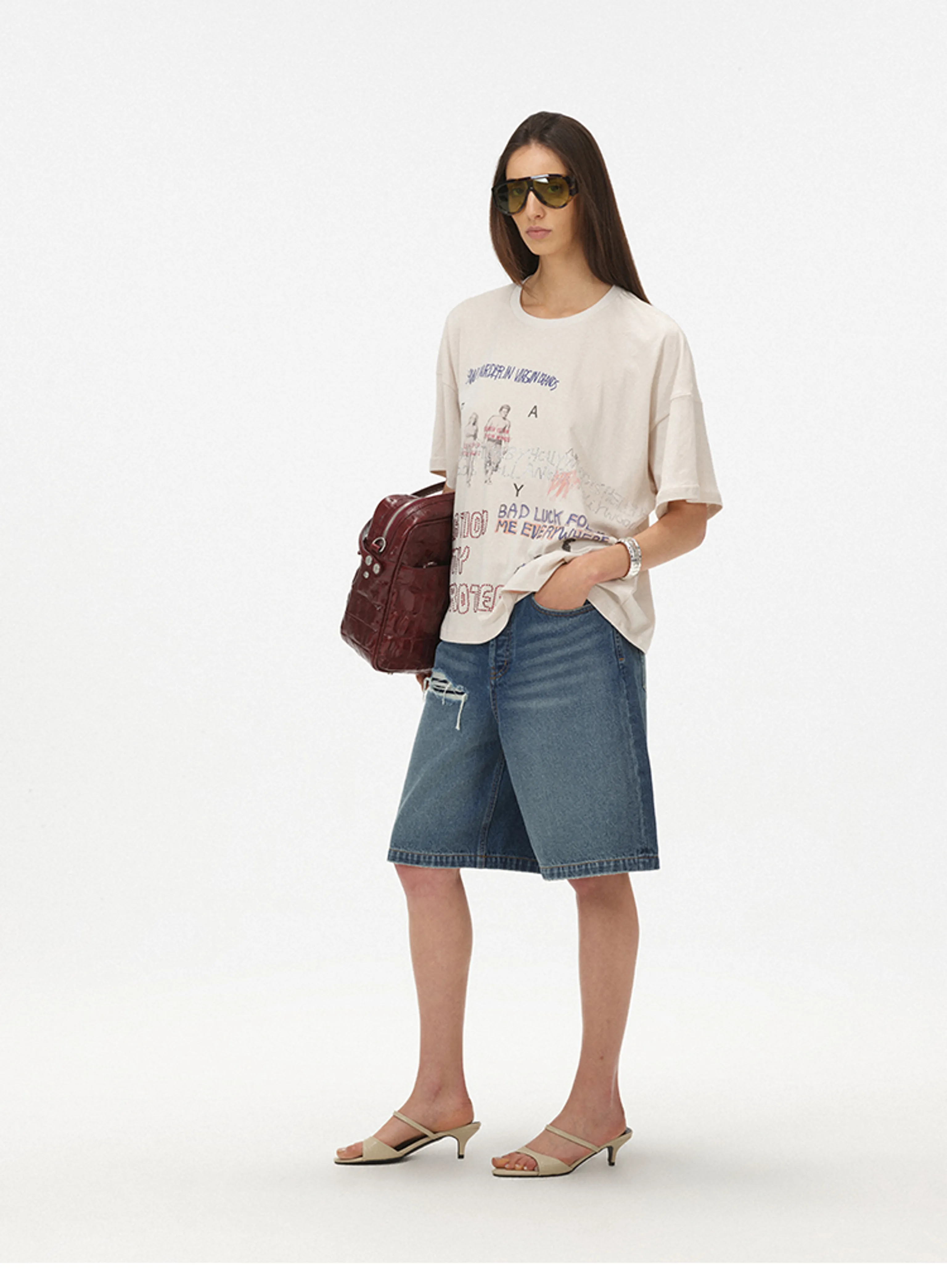 Graffiti Rhinestone Oversized Tee