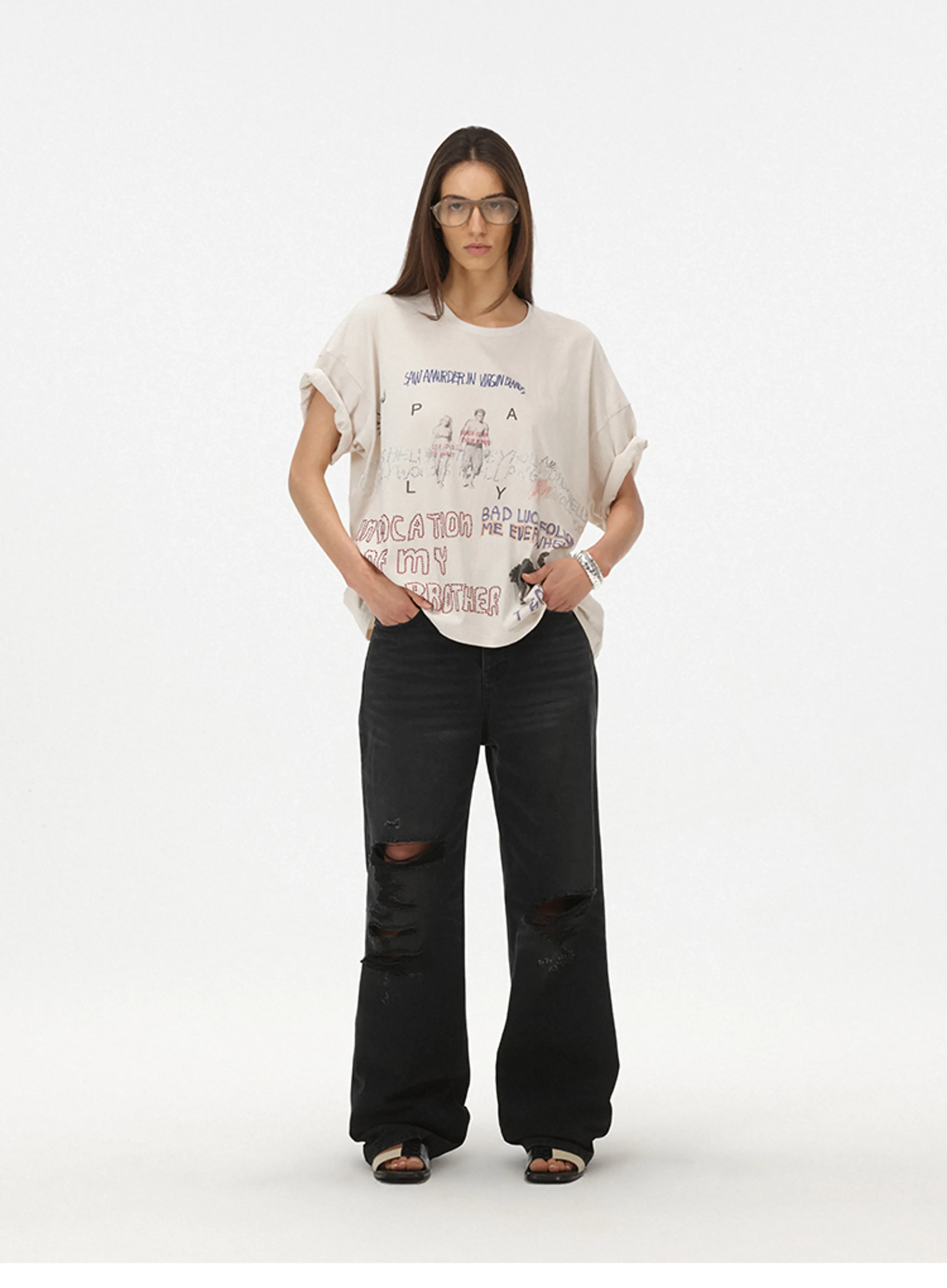 Graffiti Rhinestone Oversized Tee - Image 2