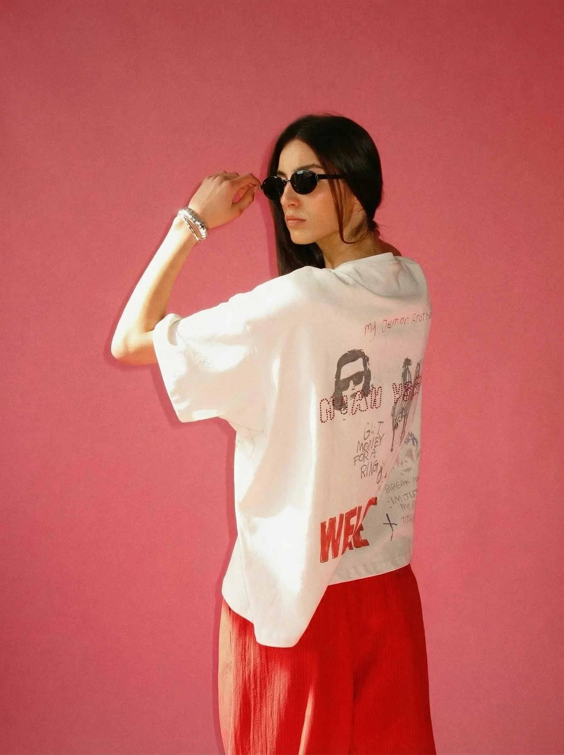 Graffiti Rhinestone Oversized Tee - Image 3