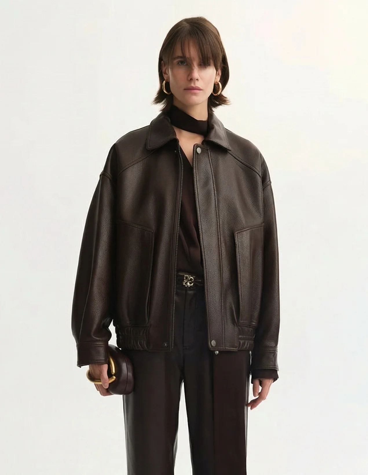 Grained Leather Bomber
