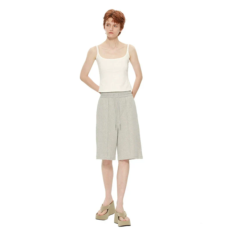 Gray Drawstring Knee-Length Shorts - Image 2