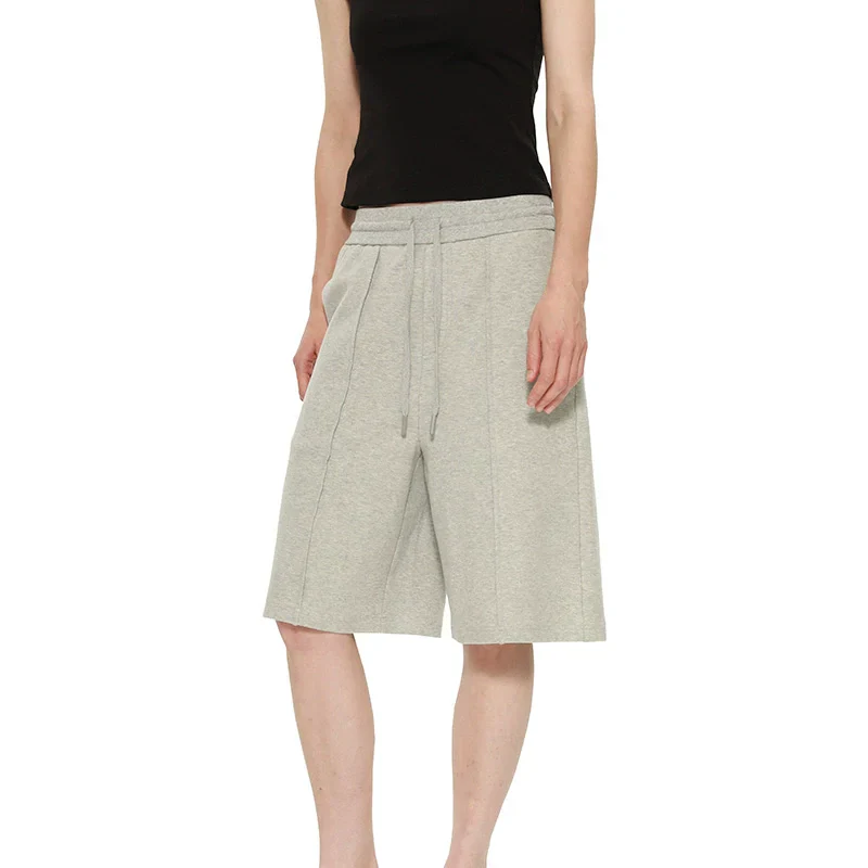Gray Drawstring Knee-Length Shorts - Image 5