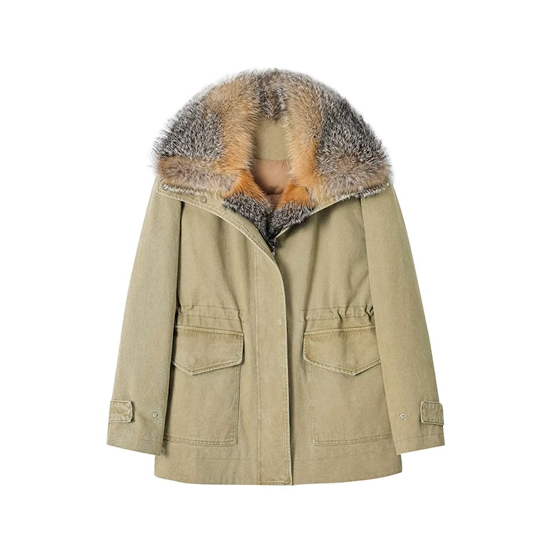 Gray Fox Collar Down Parka