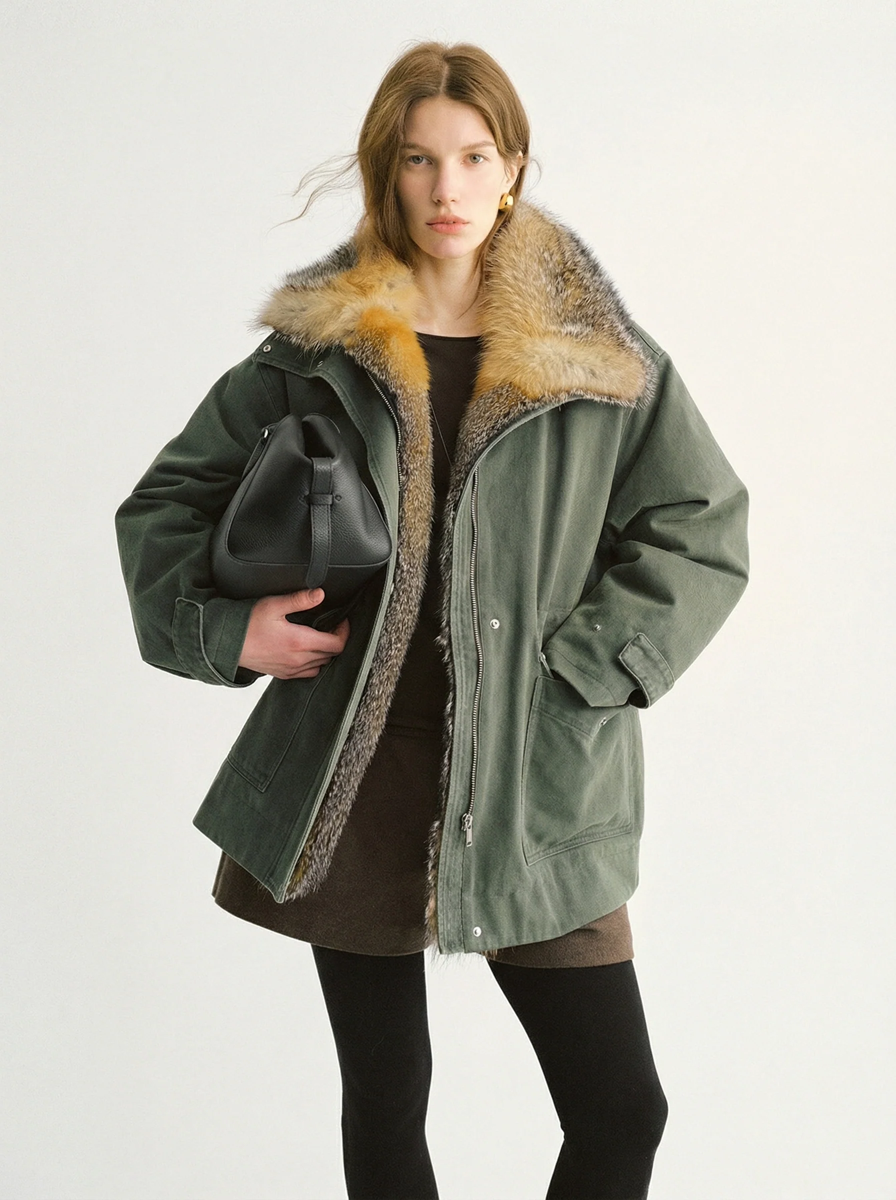 Gray Fox Collar Down Parka - Image 5