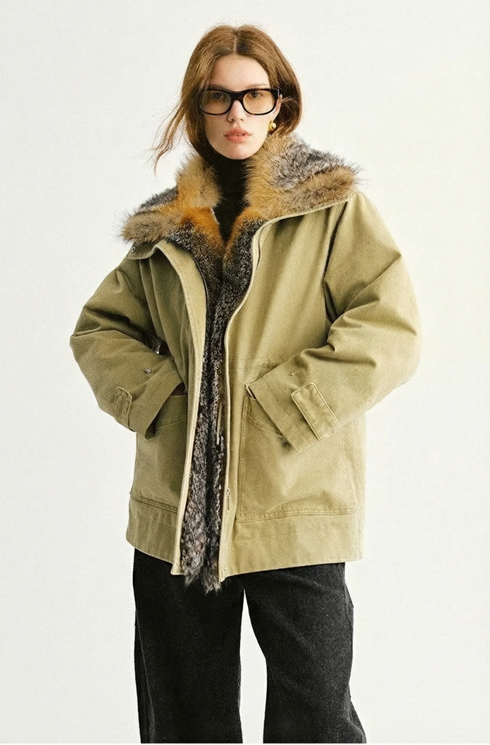 Gray Fox Collar Down Parka - Image 7