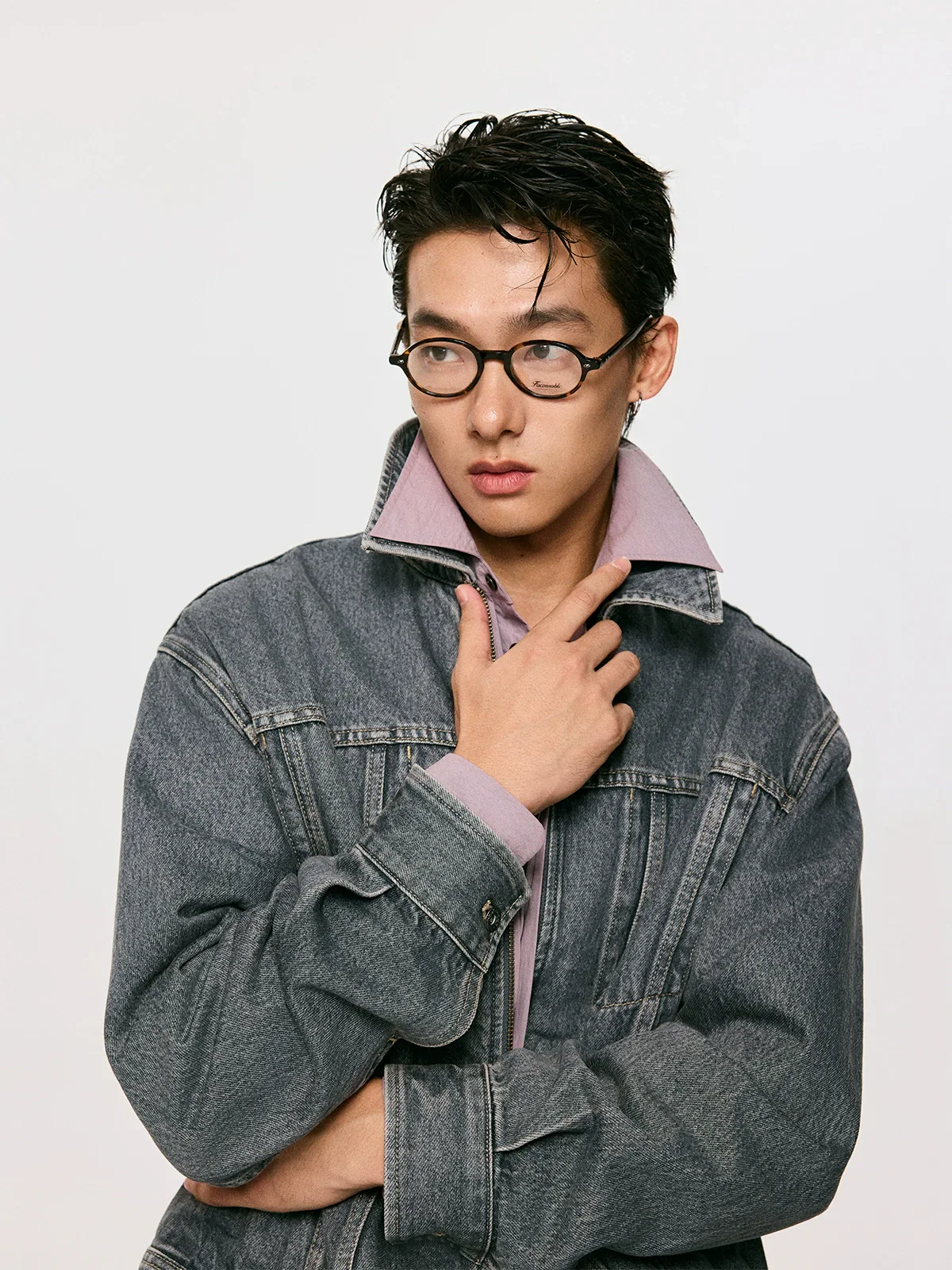 Gray Washed Short Denim Jacket