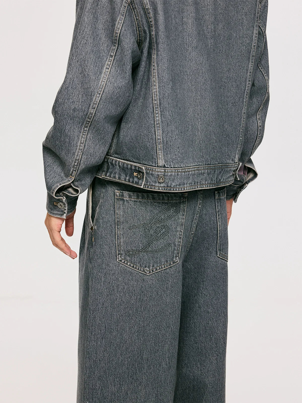 Gray Washed Short Denim Jacket - Image 2