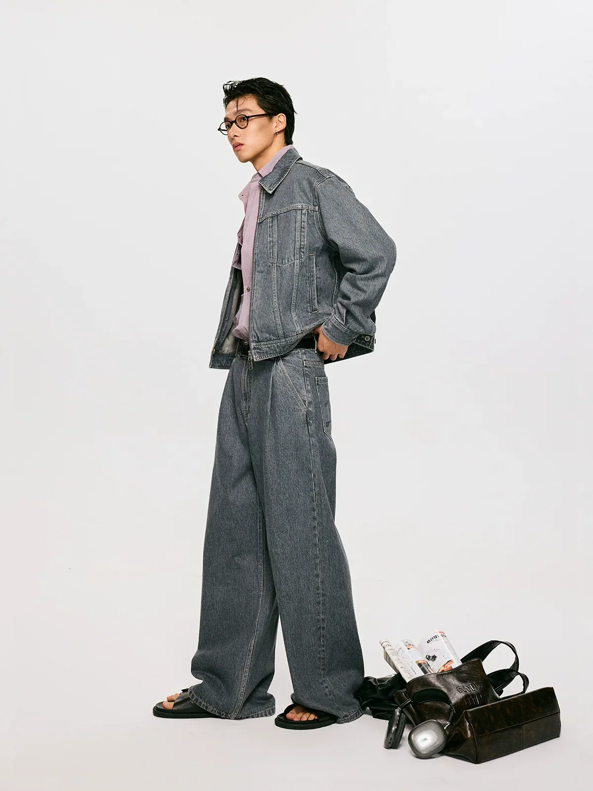 Gray Washed Short Denim Jacket - Image 4