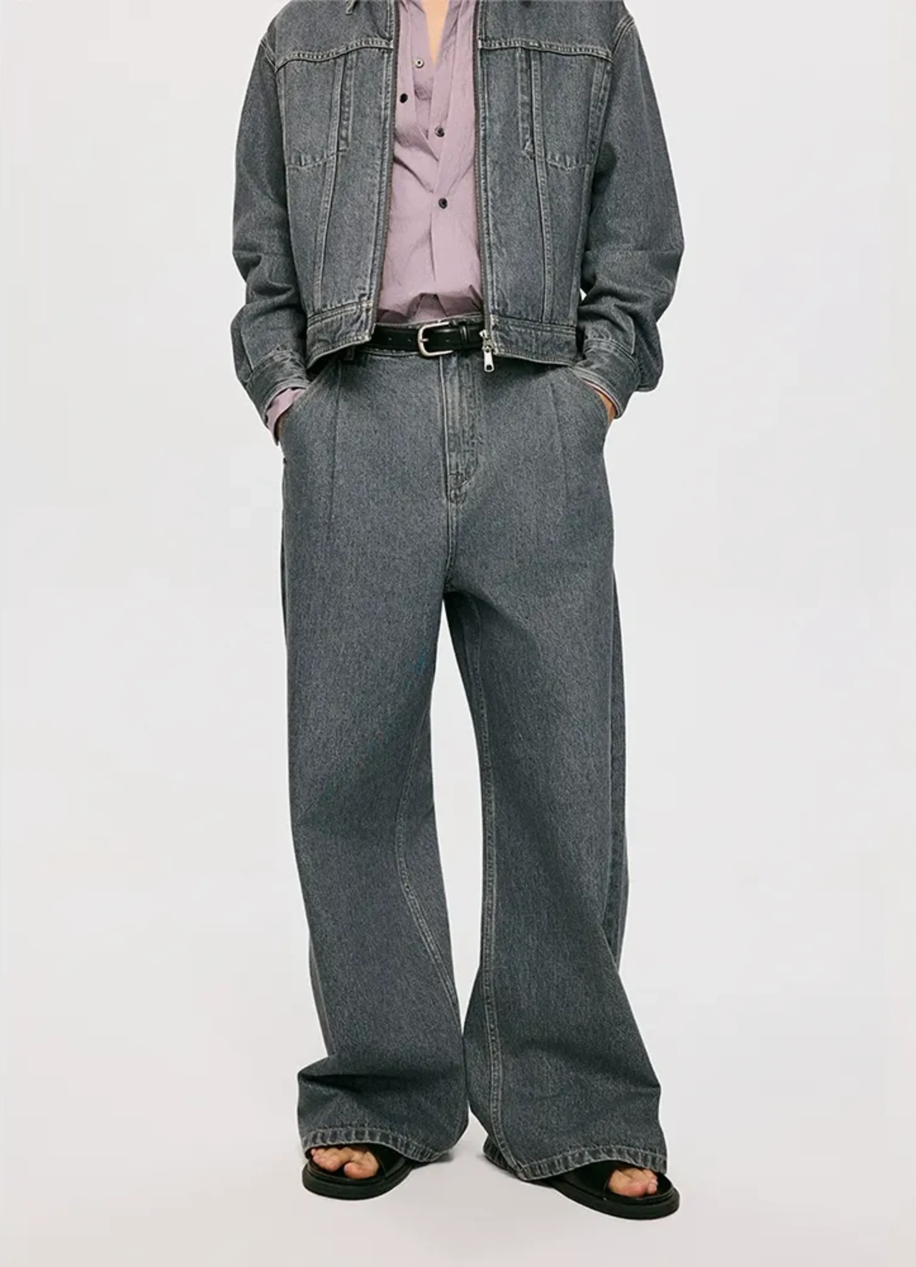 Gray Washed Short Denim Jacket - Image 6