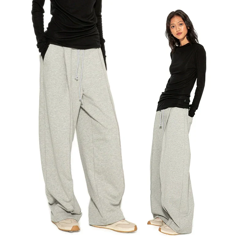 Gray Wide-Leg Drawstring Sweatpants - Image 4