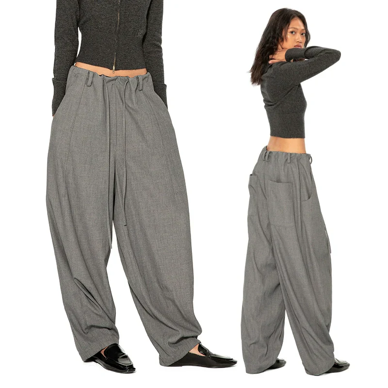 Gray Wide-Leg Trousers - Image 3