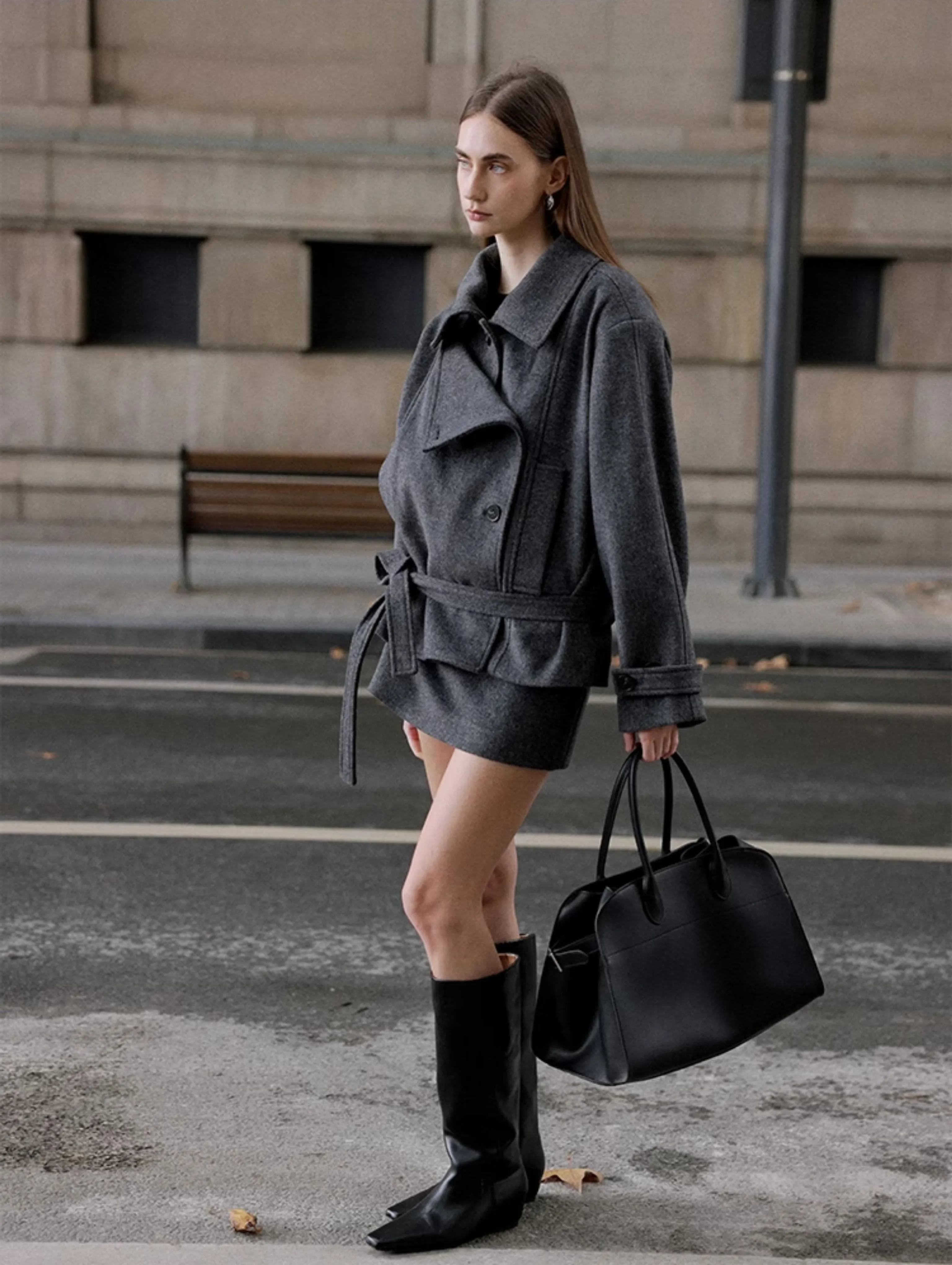 Gray Wool Blend Coat Set - Image 11