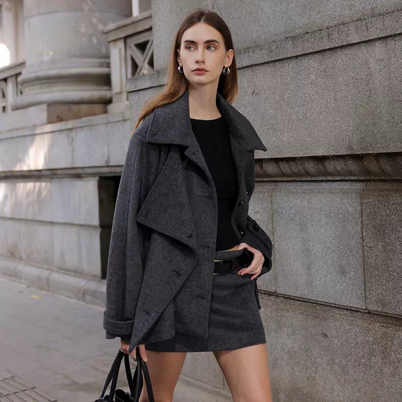Gray Wool Blend Coat Set - Image 3