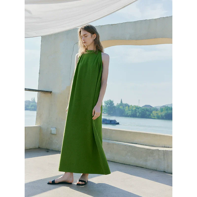 Green Maxi Dress with Braided Belt - Image 2