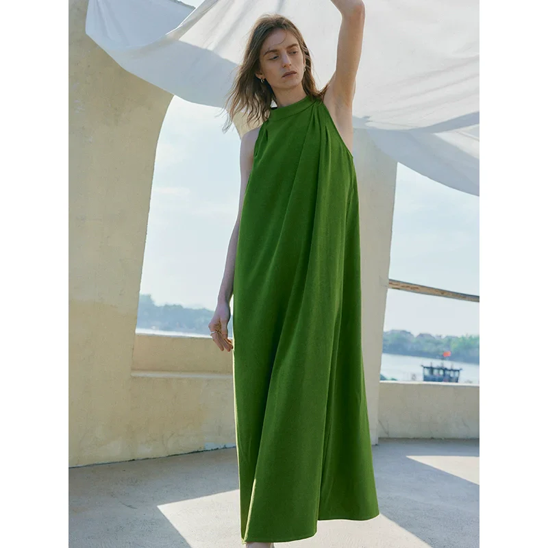 Green Maxi Dress with Braided Belt - Image 3