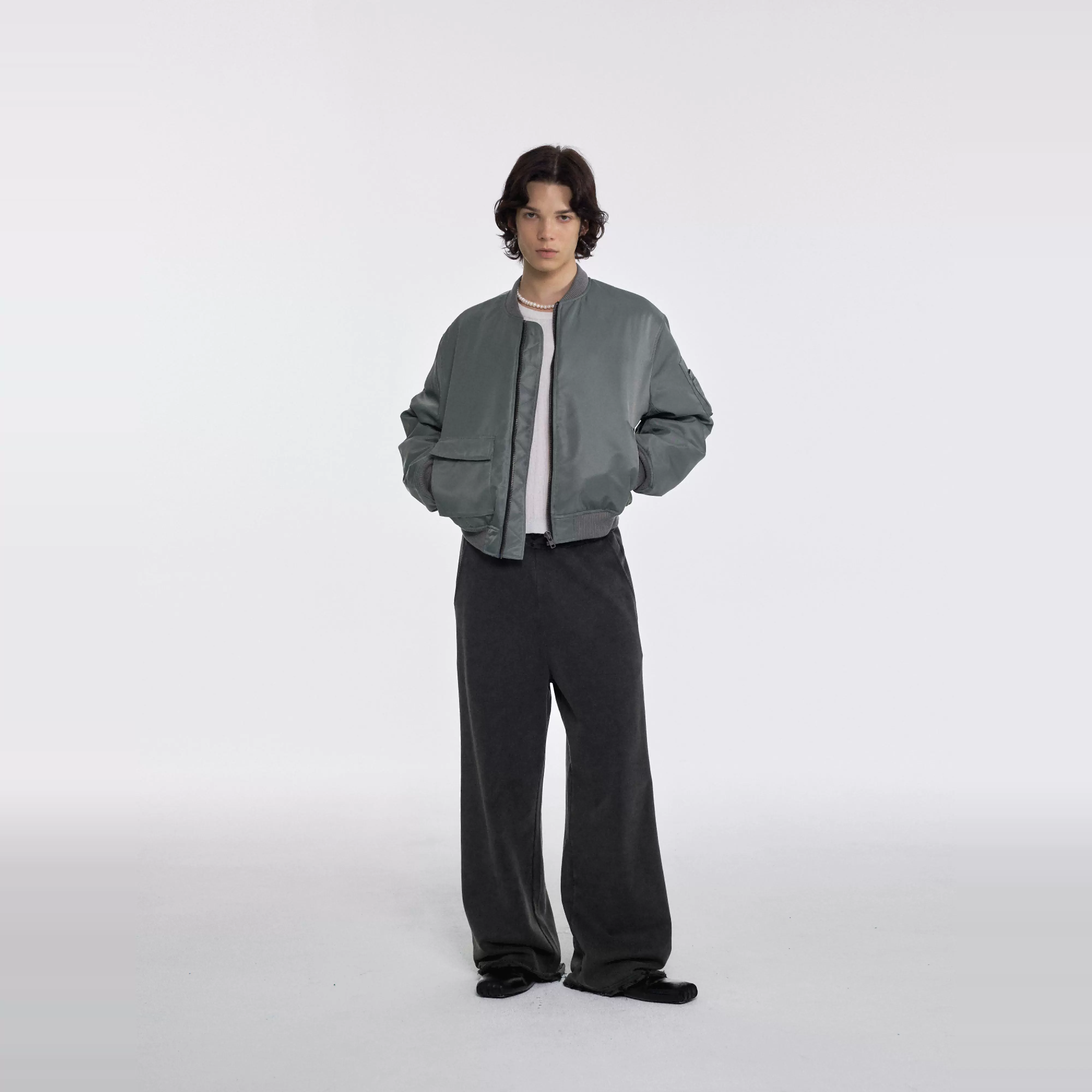 Green Short Pocket Flight Bomber Jacket - Image 2