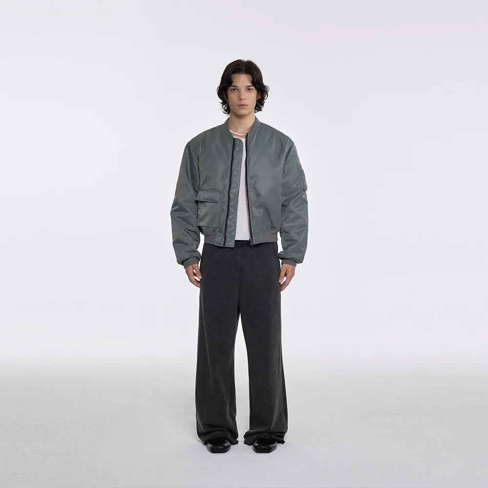 Green Short Pocket Flight Bomber Jacket - Image 4
