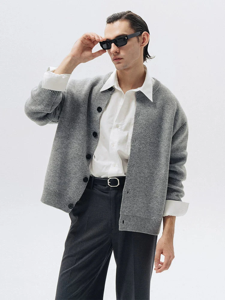 Grey Button Cardigan - Image 4