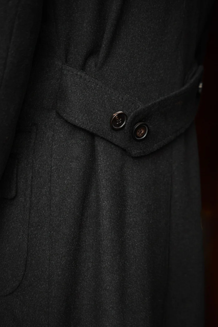 Grey Cashmere Double-Breasted Polo Coat - Image 2