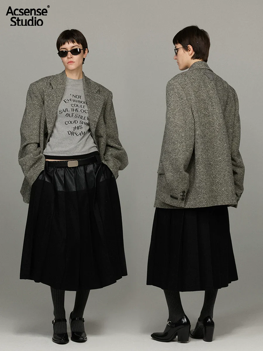 Grey Herringbone Wool Blazer - Image 2