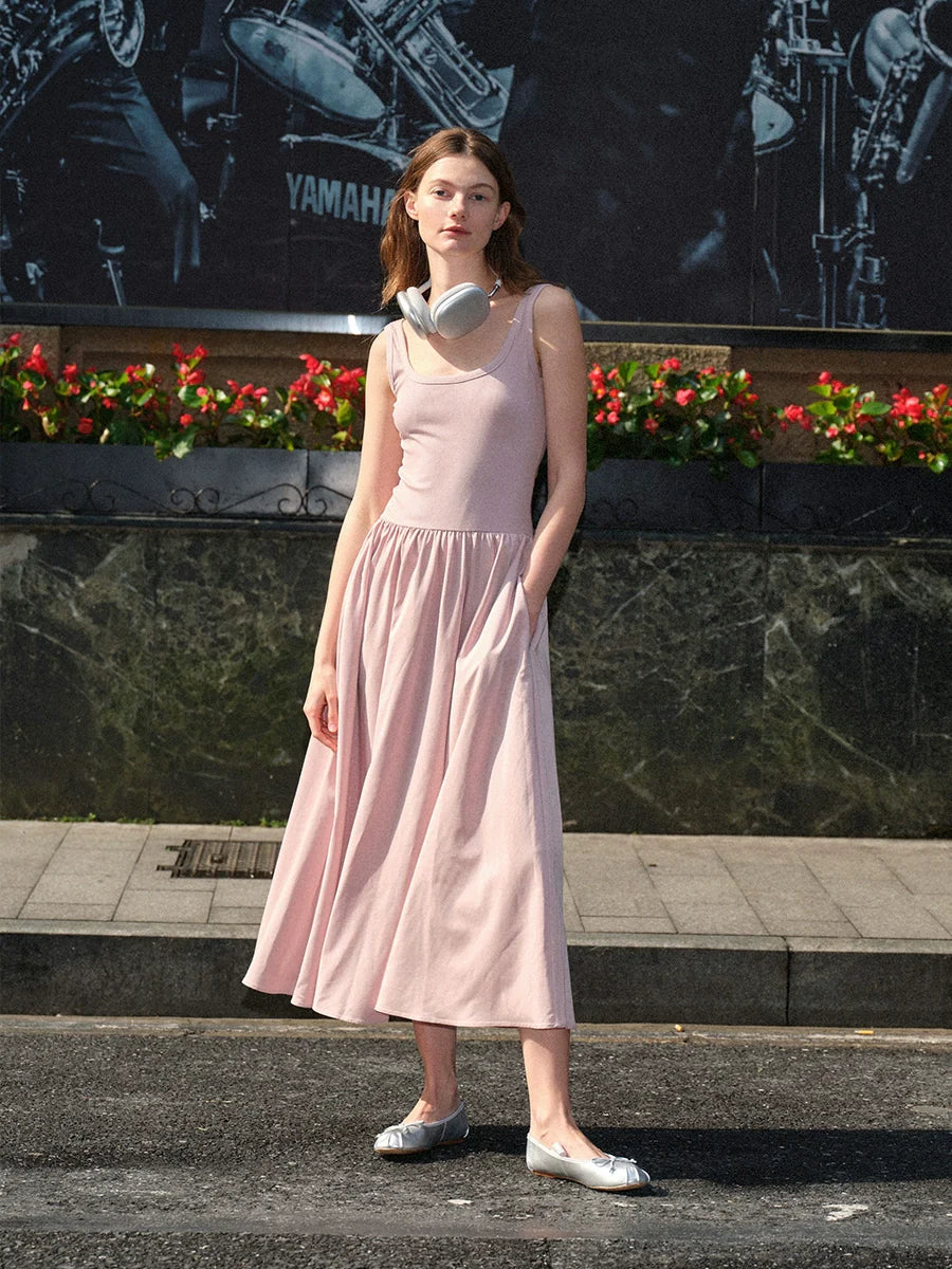Grey-Pink Knitted A-Line Dress - Image 2