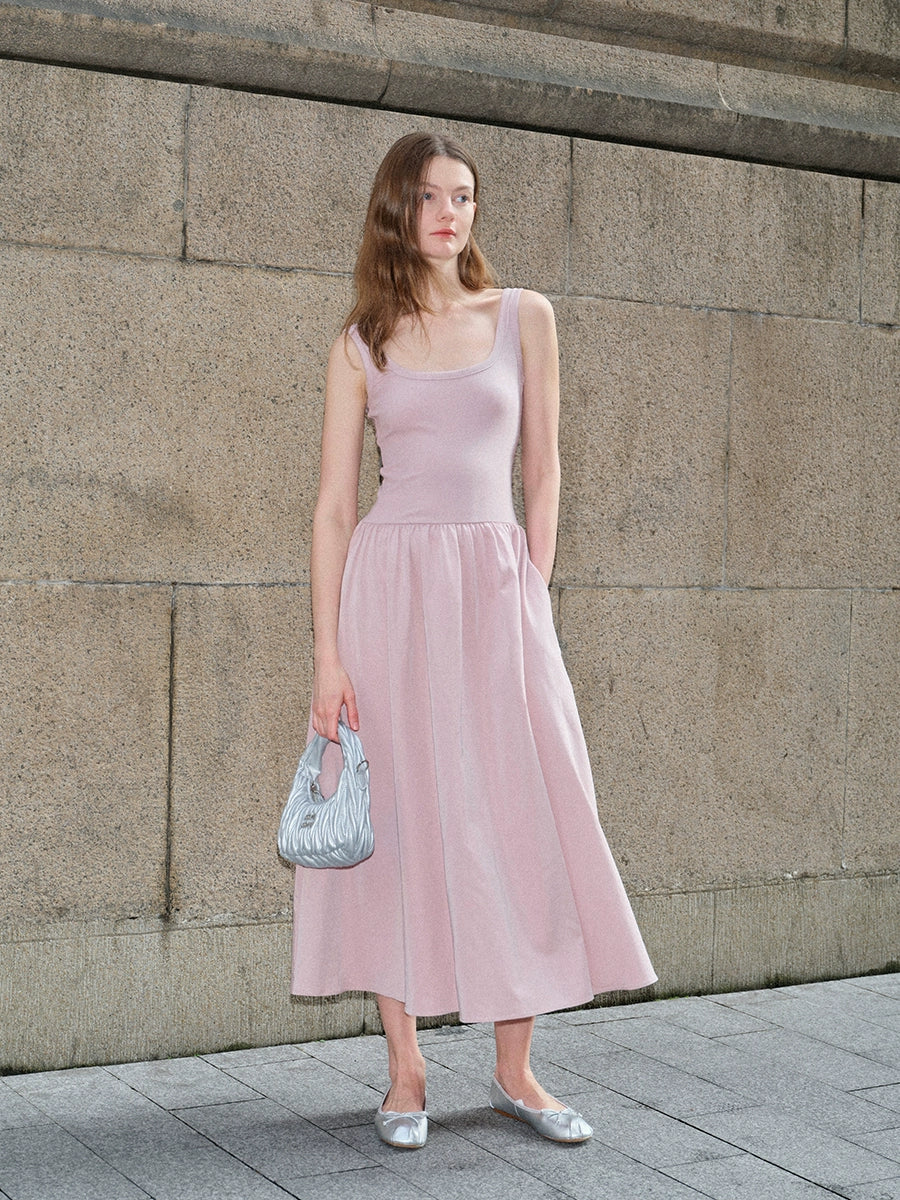 Grey-Pink Knitted A-Line Dress - Image 3