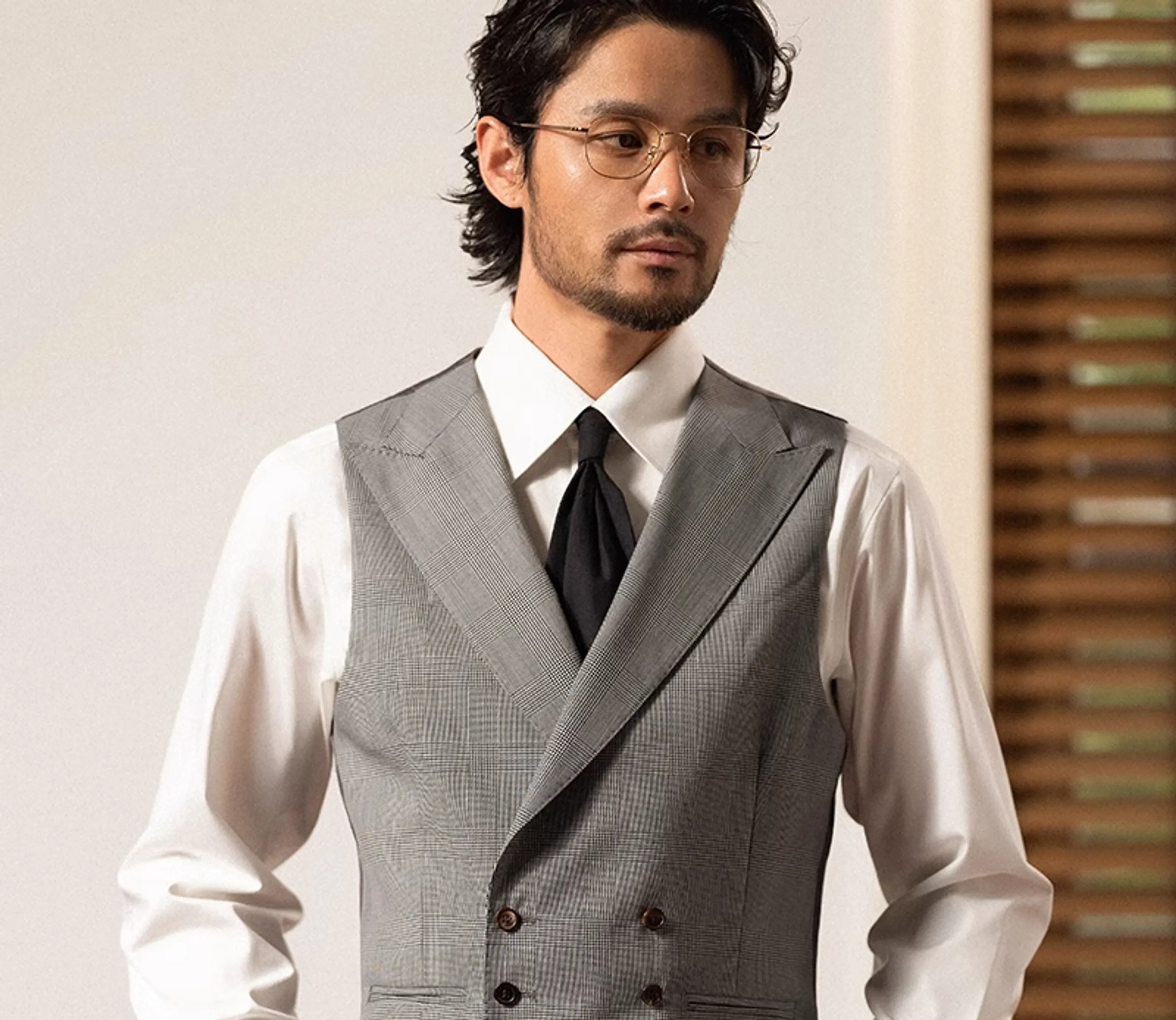 Grey Plaid Double-Breasted Vest - Image 16