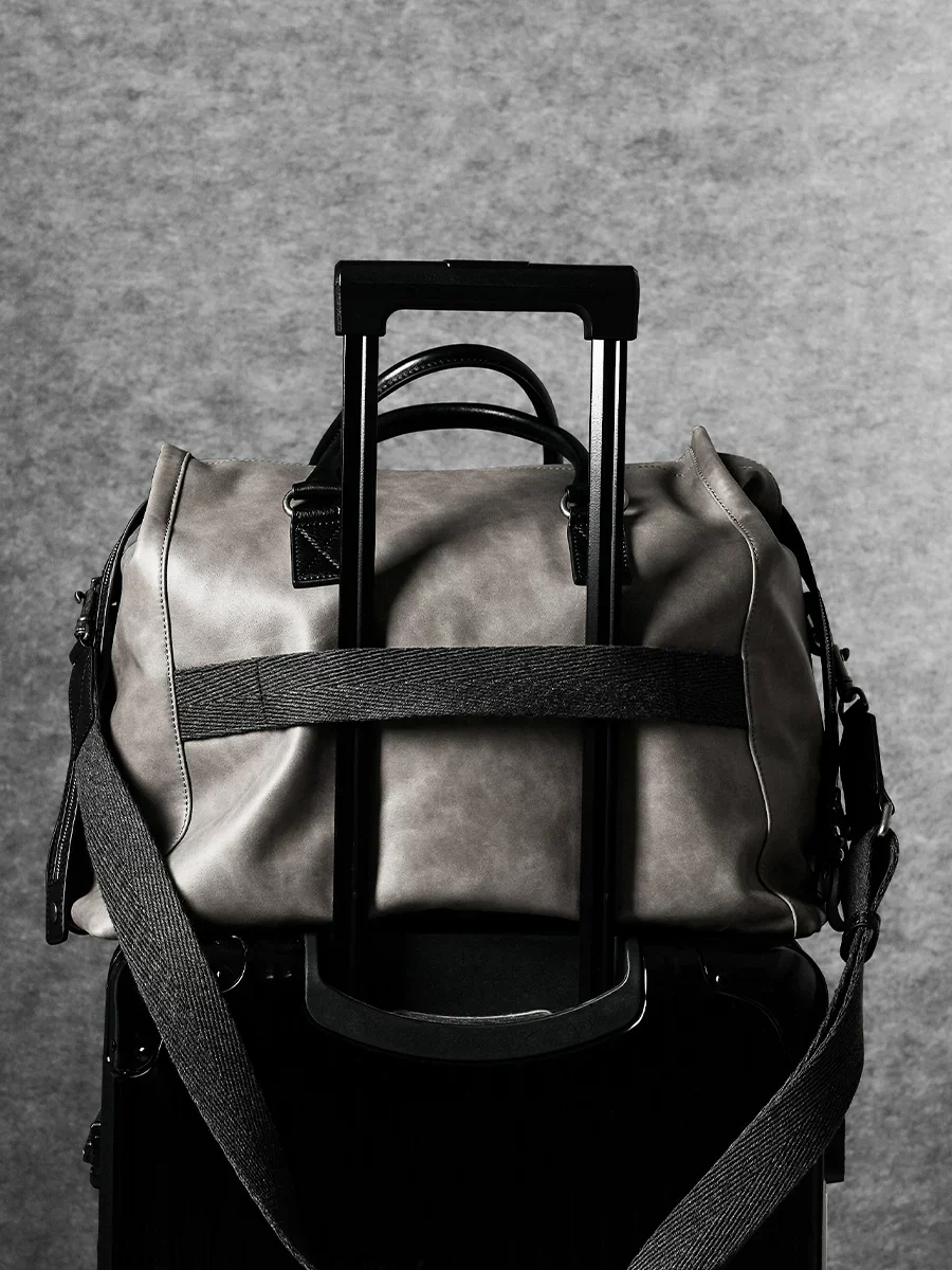 Grey Top-Grain Leather Duffel - Image 3