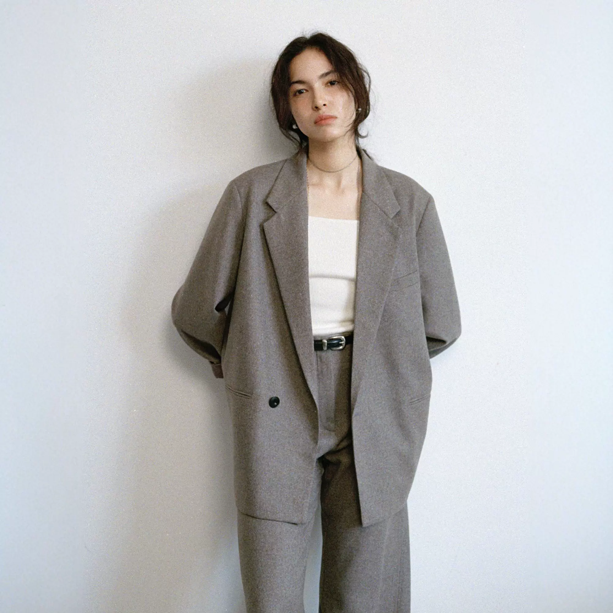 Grey Wide-Leg Trousers - Image 3