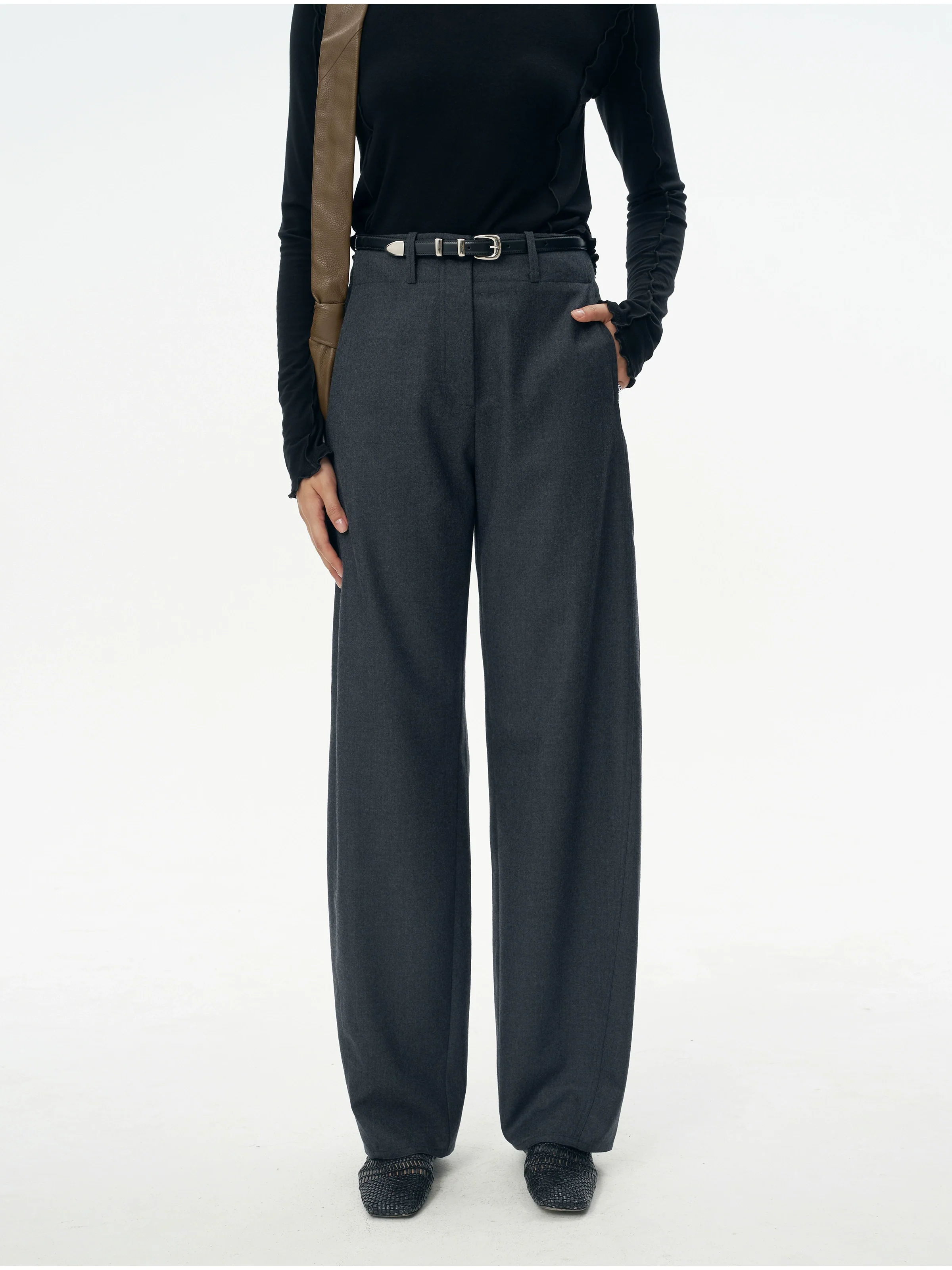 Grey Wide-Leg Trousers - Image 6