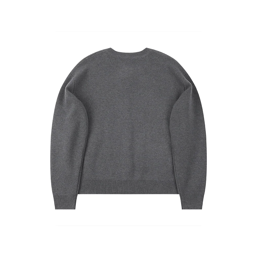 Grey Zip-Up Wool Knit Cardigan - Image 2