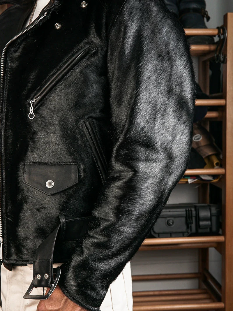 Hair-On Horsehide Biker Jacket - Image 3