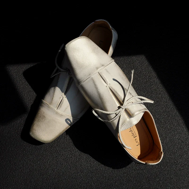 Hand-Brushed Retro Lace-Up Shoes - Image 2