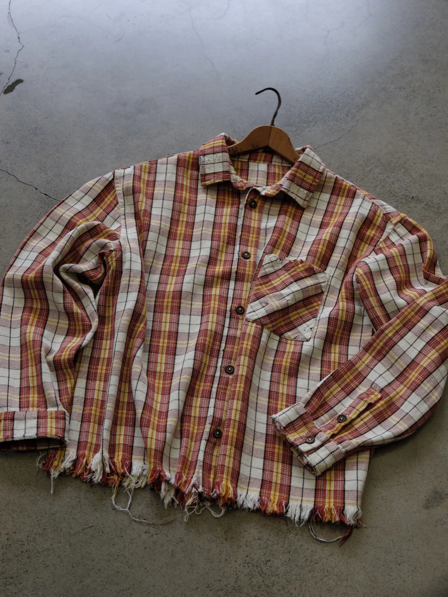 Hand-Destroyed Washed Plaid Shirt - Image 5