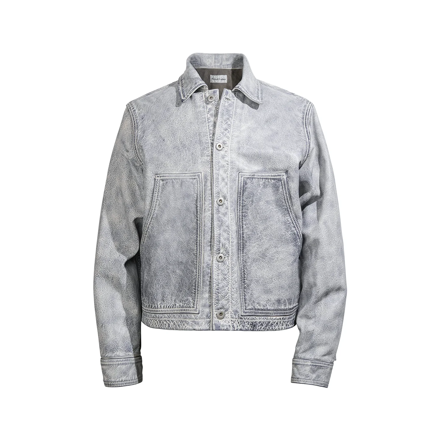 Hand-Dyed Distressed Leather Chore Jacket - Image 4